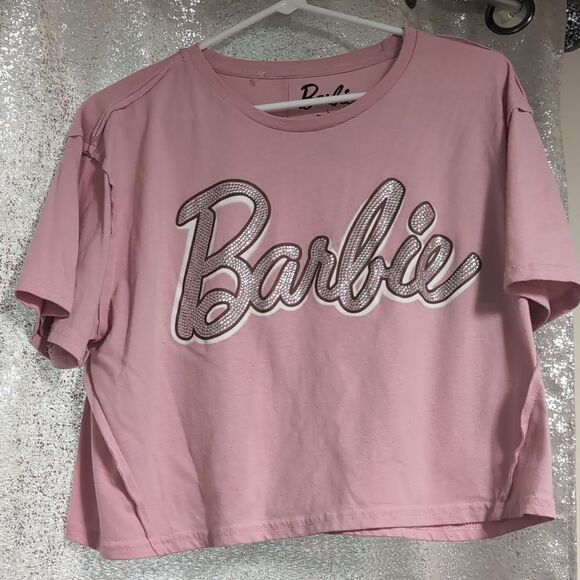 Barbie‎ Pink Rhinestones Crop Top Size Large - Picture 1 of 8